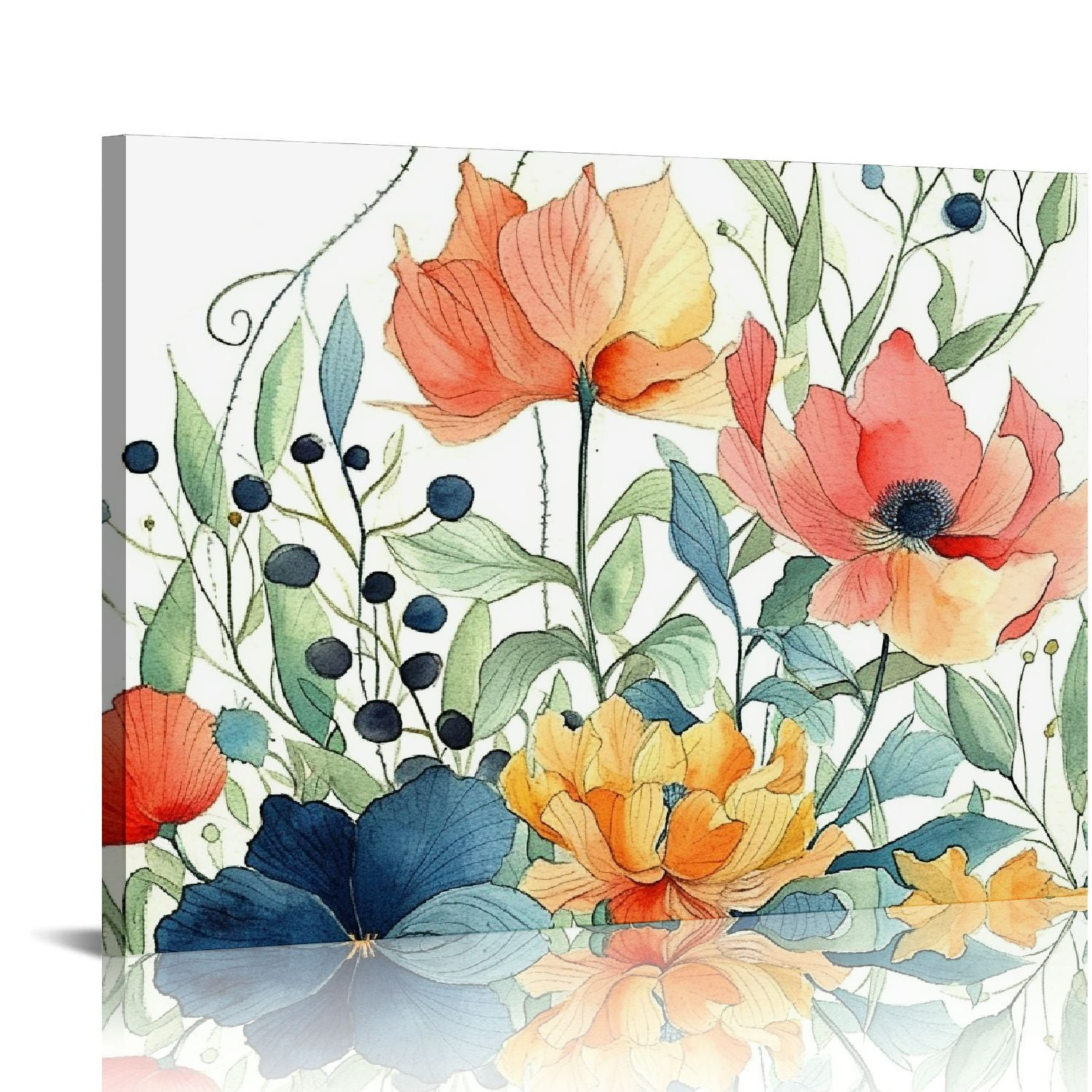 JEUXUS Flowers Canvas Prints Wall Art Decor Watercolor Modern Artwork Yellow White Red