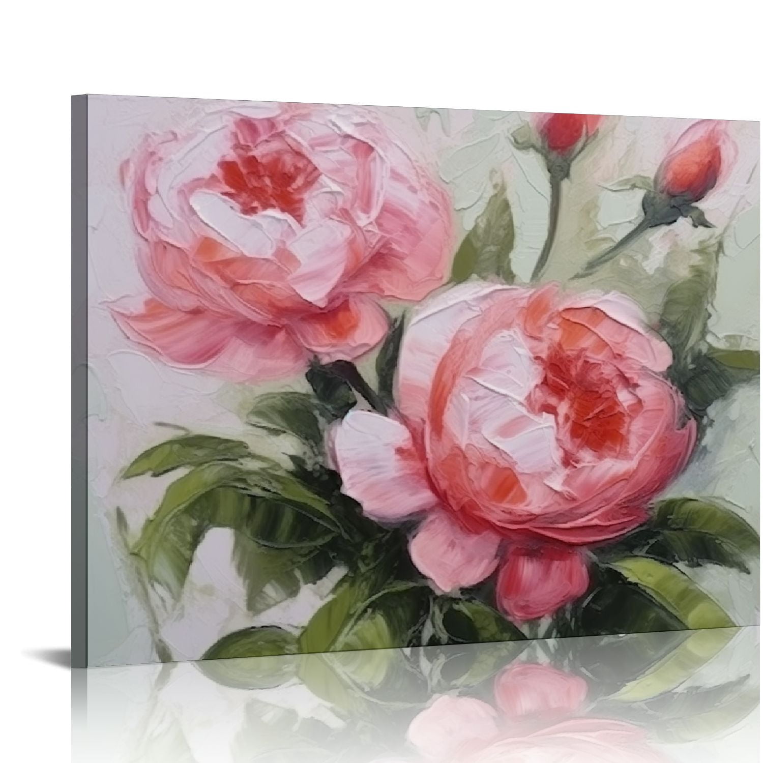 JEUXUS Flowers Pictures Wall Decor Rose Wall Art Pink Floral Canvas ...
