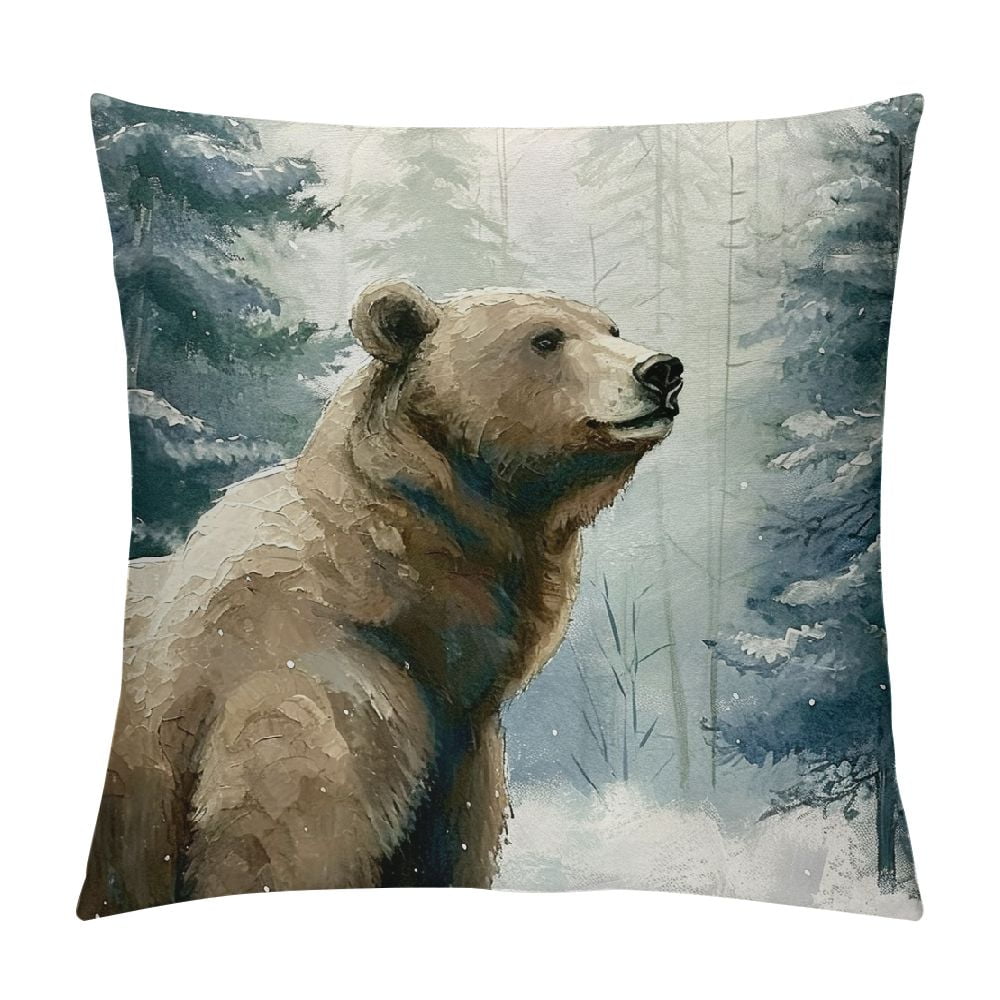 JEUXUS Forest Animals Pillow Covers Bear Decorative Pillows Case Outdoor for Couch Sofa Room Home Decor
