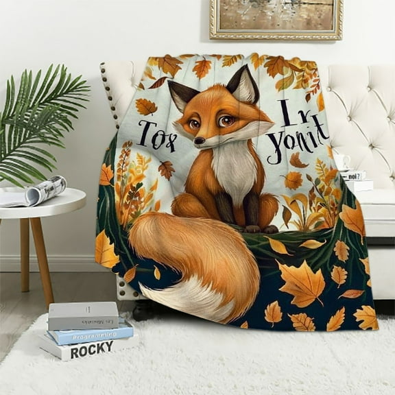 JEUXUS Fox Blanket - Soft Fuzzy Throw Blankets for Kids -Crib Size Blanket for Bed &amp; Couch - Orange Cute Throws Gifts