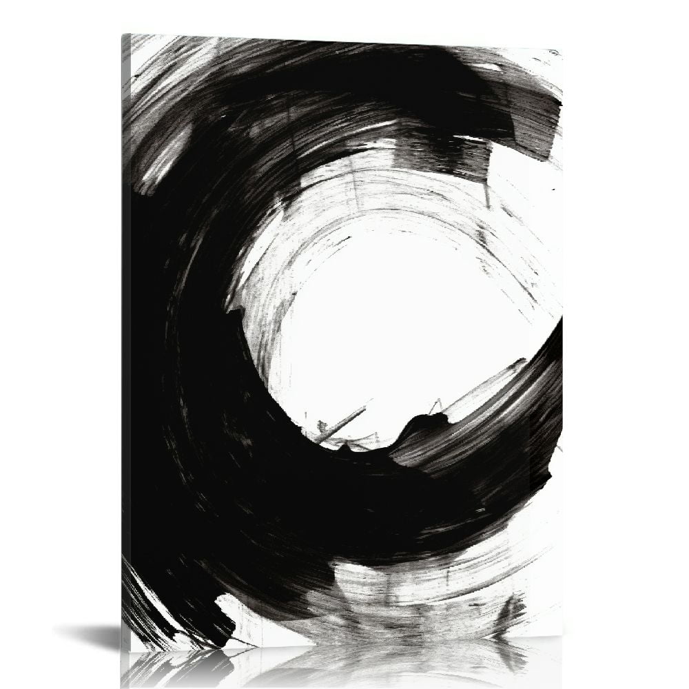JEUXUS Framed Black and White Abstract Line Canvas Wall Art Modern ...