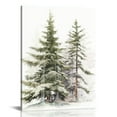 thumbnail image 1 of JEUXUS Framed Canvas Wall Art Print Vintage Wooded Holiday Trees in Snow by Katie Pertiet (16x20 inch), Sylvie Greywash Frame - Medium, 1 of 4
