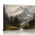 thumbnail image 1 of JEUXUS Framed Canvas Wall Art Room Decor, Vintage Mountain Landscape Wall Painting Prints, Rustic Farmhouse Wall Art, Vintage Decor for Bedroom Bathroom Living Room, 1 of 4