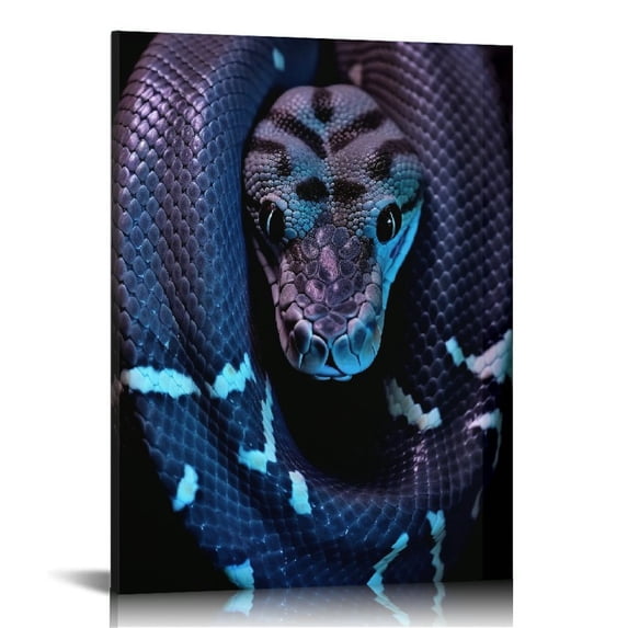 JEUXUS Framed Canvas Wall Art Snake Contemporary Dramatic Hallway Multicolor Photography Snakes - 12x16 in