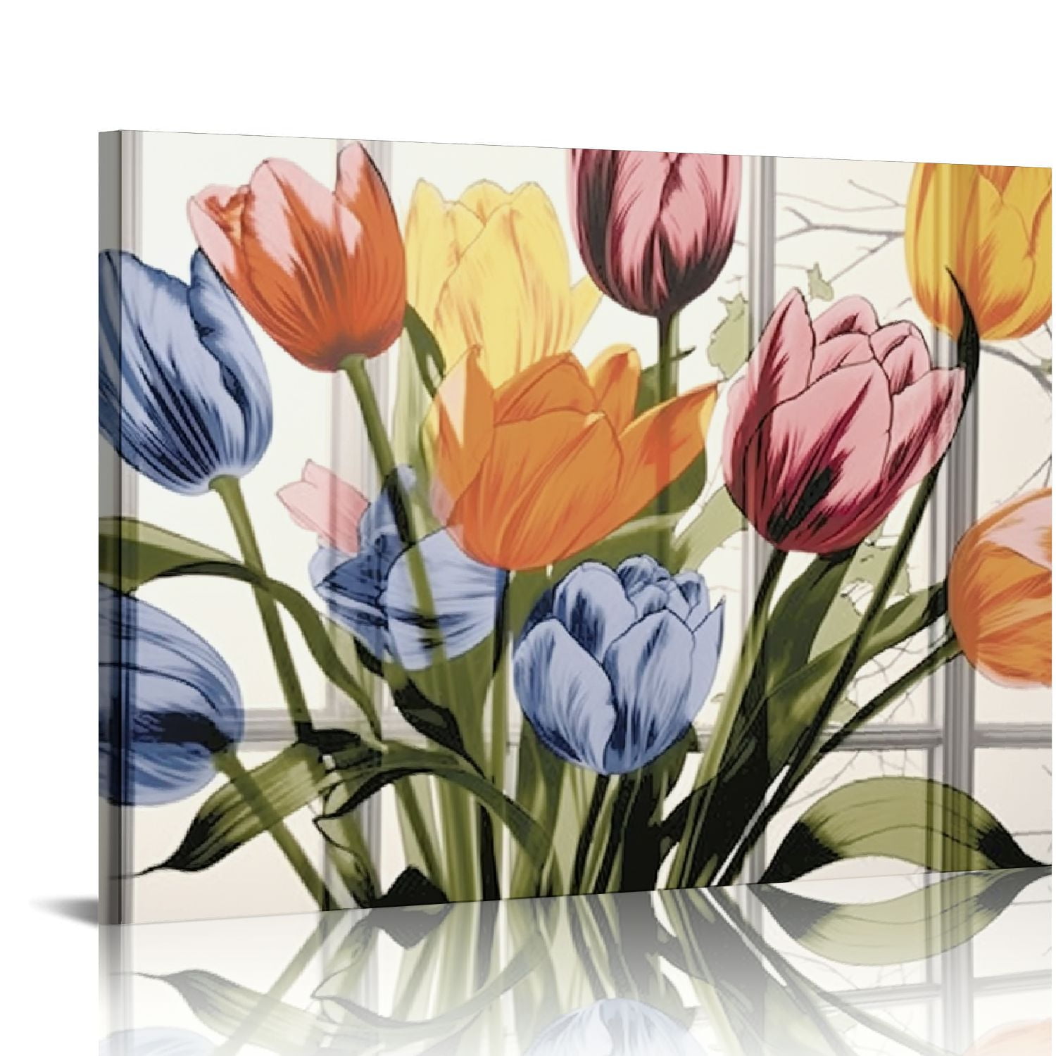 JEUXUS Free Floating Glass Wall Art Ready to Hang, 20x16in