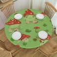 thumbnail image 1 of JEUXUS  Frog Cartoon Round Table Cloth, Mushroom Table Covers, Mushrooms Frog Water Repellent Tablecloth for Home Kitchen Dining Party Indoor and Outdoor, 1 of 7