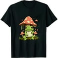 thumbnail image 1 of JEUXUS Frog with Mushroom Hat Cute Cottagecore Aesthetic T-Shirt, 1 of 3