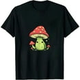 thumbnail image 1 of JEUXUS Frog with Mushroom Hat and Snail, Cottagecore Aesthetic T-Shirt, 1 of 3