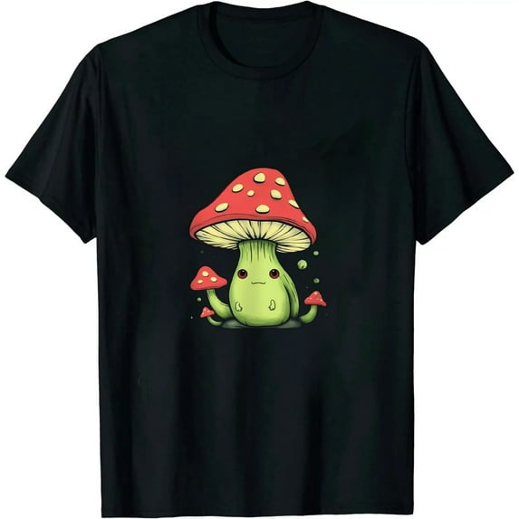 JEUXUS Frog with Mushroom Hat and Snail, Cottagecore Aesthetic T-Shirt