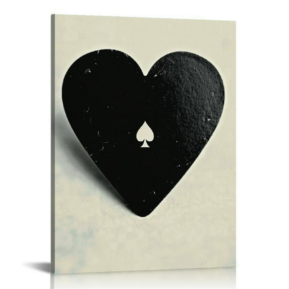 JEUXUS Funky Black White Lucky You Poker Poster- Vintage Girly Preppy Cherry Canvas Wall Art - Trendy Ace Of Black Playing Card Prints Decor For Teen Girl Bedroom Dorm 16x20 in