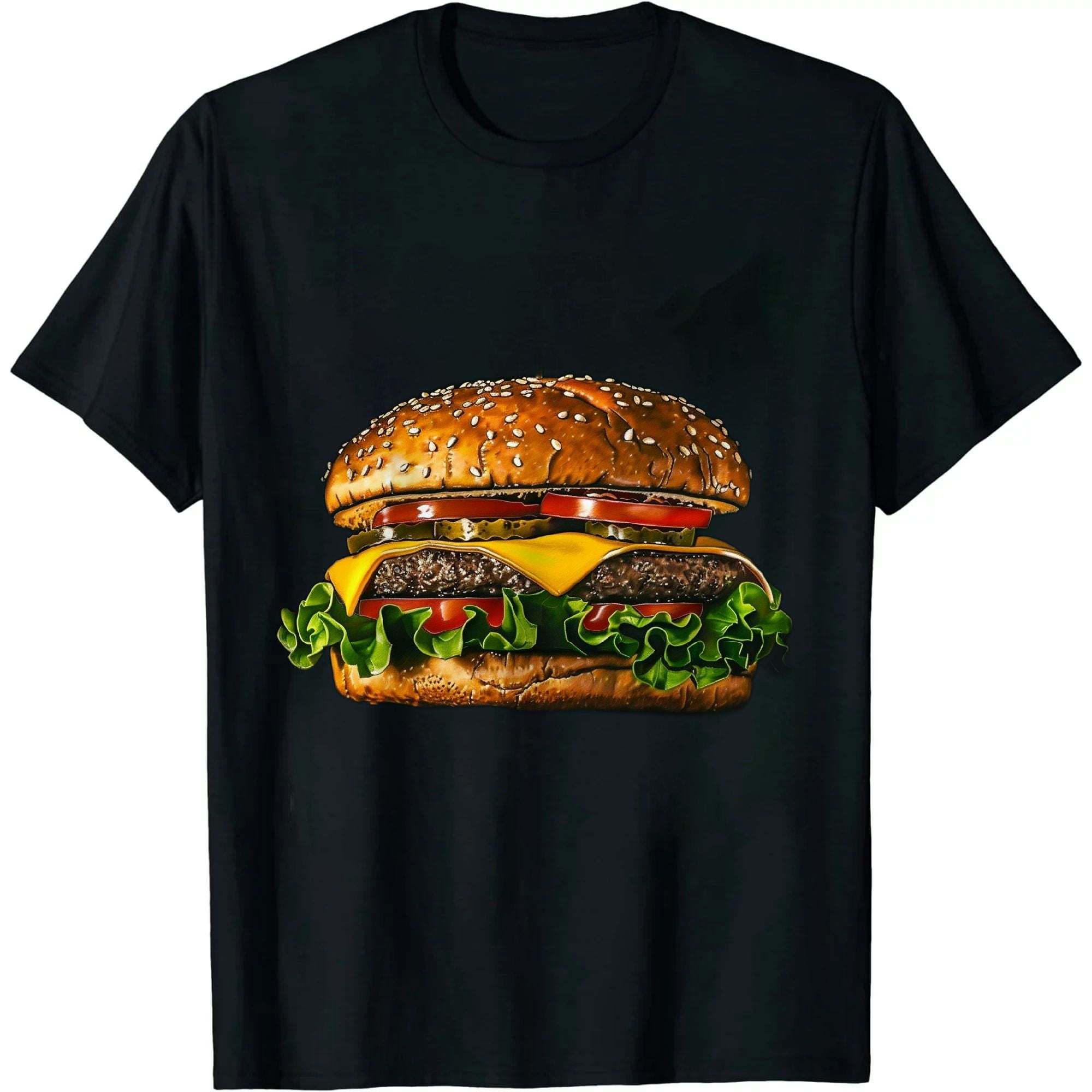 JEUXUS Funny Cheeseburger Design For Men Women Burger Lovers T-Shirt ...