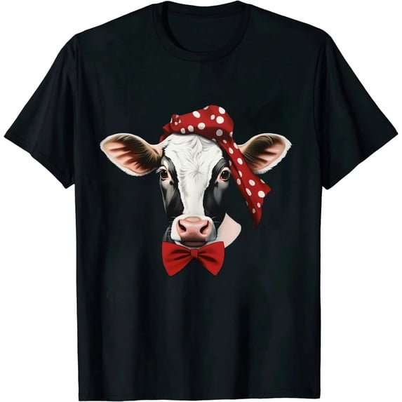 JEUXUS Funny Cow Design For Women Girls Cow Farmer Dairy Farming T-Shirt