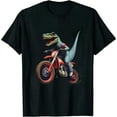 thumbnail image 1 of JEUXUS Funny Dino On Dirt Bike T-Rex Lover Rider Motorcycle Riding T-Shirt, 1 of 3