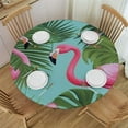 thumbnail image 1 of JEUXUS  Funny Flamingos Pattern Round Fitted Tablecloth with Elastic Edge, Waterproof Stain Resistant Table Cover Oil Proof Wipeable Table Cloth for Indoor Outdoor Picnic, 1 of 7