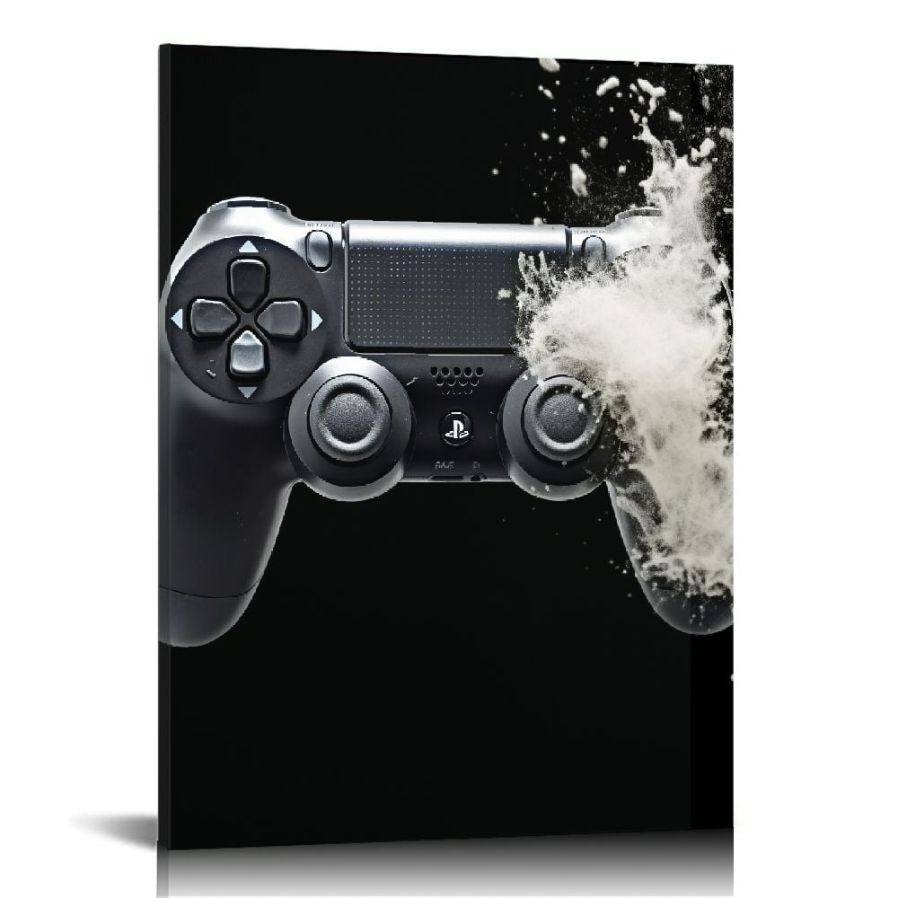 JEUXUS  Gamepad Poster Wall Pictures Black and White Gaming Theme Wall Canvas Painting Art Poster Game Canvas Wall Art Boys Playroom Decor Boys Room Wall Art