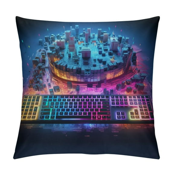 JEUXUS Gamer Throw Pillow Covers Soft Gaming Game Room Decor Cushion Covers for for Couch Sofa Cool Keyboard Mouse Modern Abstract Art Decorative Pillowcases Outdoor Pillows Covers