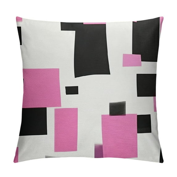 JEUXUS Geometric Throw Pillow Cover,Modern Square Pillow Cover Pink White Black Grey Cushion Cover,3D Ombre Abstract Artwork Accent Pillow Case Living Room Decor