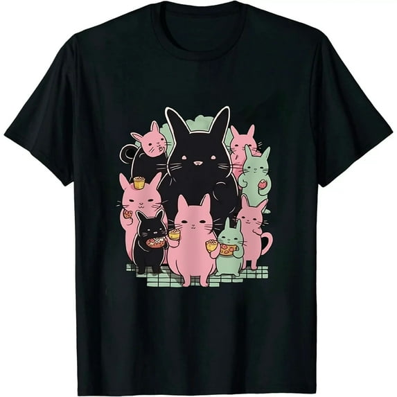 JEUXUS Gift for Kids Rabbit Cat Frog Drinking Milk with Japanese Strawberry Milk Quote Men Women Navy Black Multicolor T shirt