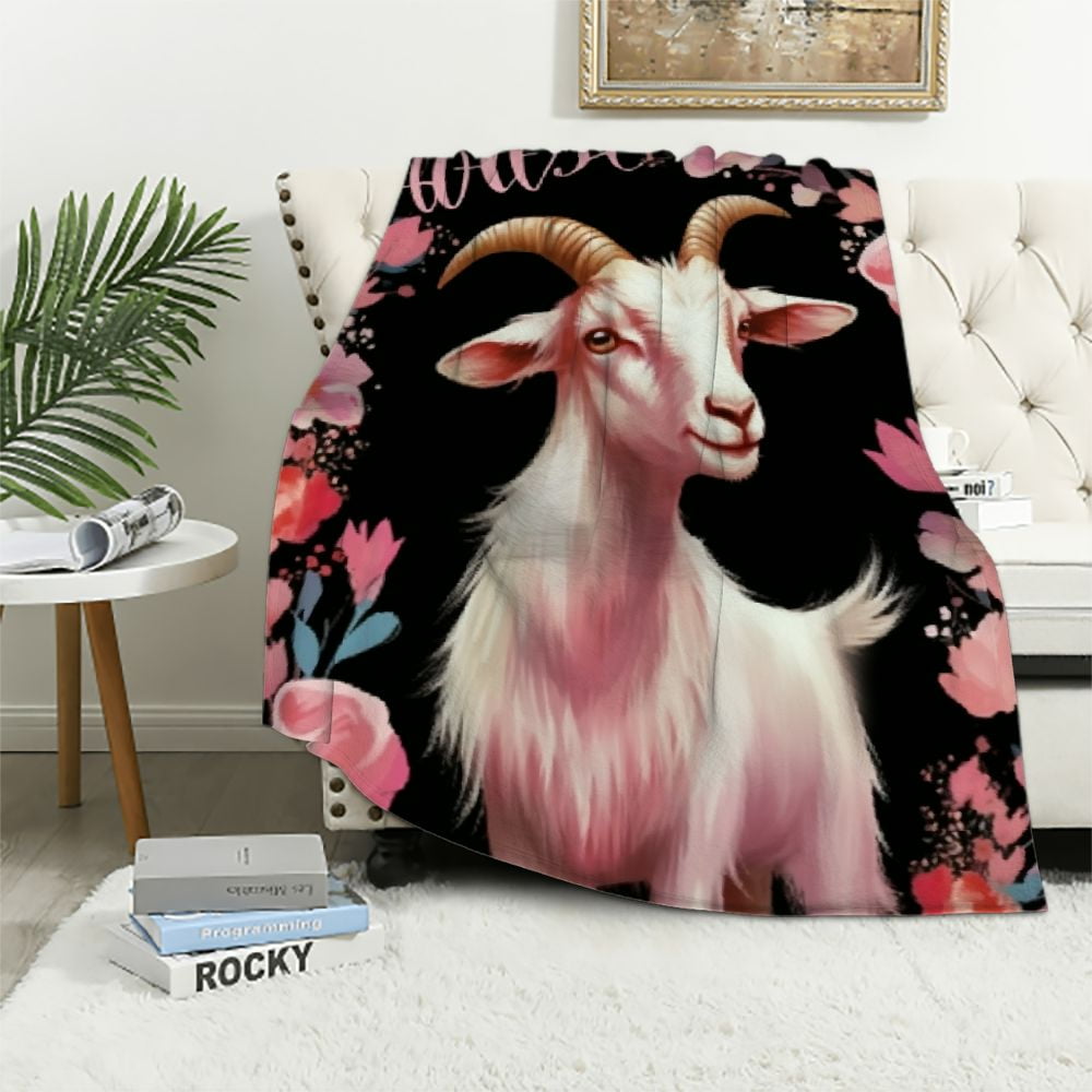 RUIYC Goat Blanket Goat Gifts for Goat Lovers Just A Girl Who Loves
