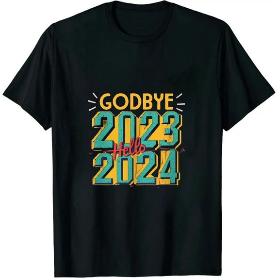 JEUXUS Goodbye 2023 Hello 2024 Happy New Year 2024 New Year's Eve T-Shirt