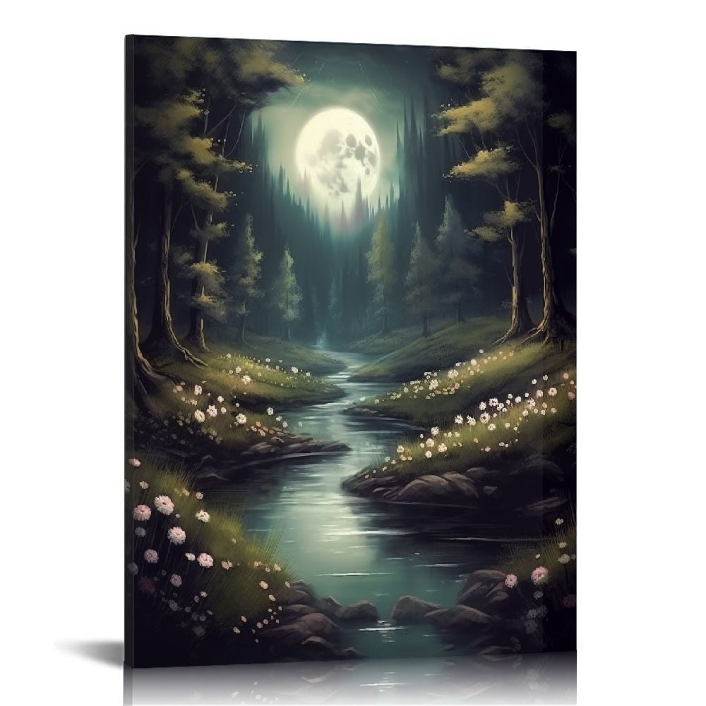 JEUXUS Gothic Landscape Wall Art Dark Academia Paintings Forest Scenery ...