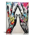 thumbnail image 1 of JEUXUS Graffiti Canvas Wall Art - Heart-Shaped Gestures Picture Street Art Canvas Prints for Valentine's Day, Cool Framed Artwork Boy Bedroom Wall Decor Ready to Hang, 1 of 4