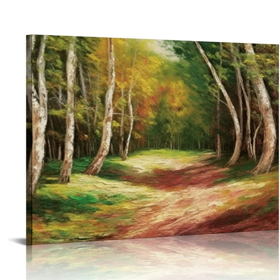 JEUXUS Green Autumn Forest Landscape on Canvas Art Wall Photgraphy Artwork Print, 20x16in