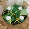 thumbnail image 1 of JEUXUS Green Black Geometric Round Tablecloth -Abstract Modern Art Marble Mid Century Decor Design Waterproof  Table cover,Parties, Weddings, Kitchen Table Cover, 1 of 7