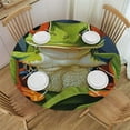 thumbnail image 1 of JEUXUS  Green Frog on Palm Jungle Fitted Round Tablecloth Waterproof Table Cloth with Elastic Edge Wipe Clean Table Cover for Indoor Outdoor Fits Medium, 1 of 7