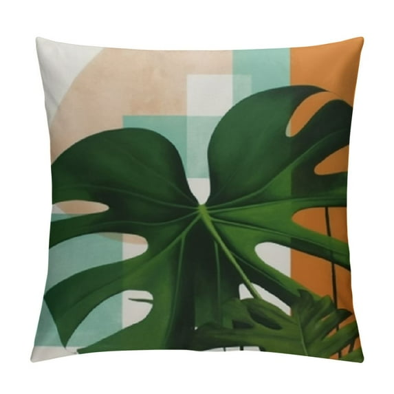 JEUXUS Green Plant Throw Pillow Covers,Tropical Tree Leaves Decorative Pillows,Outdoor Pillow Covers ,Farmhouse Pillow Covers for Couch Bench Car Bed