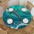 thumbnail image 1 of RUIYC and Black Dolphins Pattern Waterproof Round Tablecloth Polyester Table Cloth for Round Tables Decorative Table Cover for Kitchen Dinner Table Party Picnic White, 1 of 7