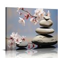 thumbnail image 1 of JEUXUS , Grey Stone with Ocean Cherry Blossom Pink Floral Canvas Wall Art, Abstract Art Wall Art for Living Room Bedroom Bathroom Home Decor Ready to Hanging, 1 of 4