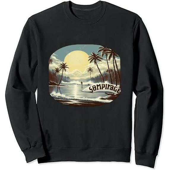 JEUXUS Grey-scale Surfing Design Surf Paradise at California Beach Long Sleeve T-Shirt