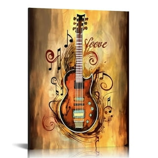 Vinyl Wall Decal Rock I Love Music Abstract Guitar Musical Notes