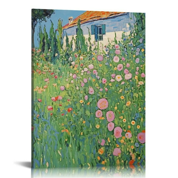 JEUXUS Gustav Klimt Garden Landscape Posters Famous Artist Green Botanical Aesthetic Floral Canvas Wall Art Vintage Plant Flower Painting Farmhouse Wall Decor for Bedroom