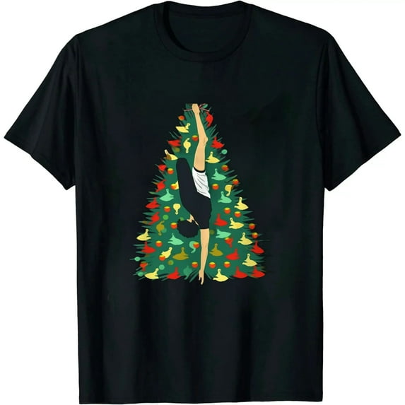 JEUXUS Gymnastics Santa Hat Xmas Sports Lovers Present T-Shirt