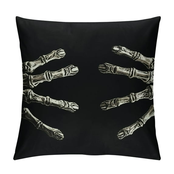 JEUXUS  Halloween Decor Throw Pillow Cover 18X18 Skeleton Decorations Farmhouse Decorative Black Cushion Case Autumn for Home Sofa Couch