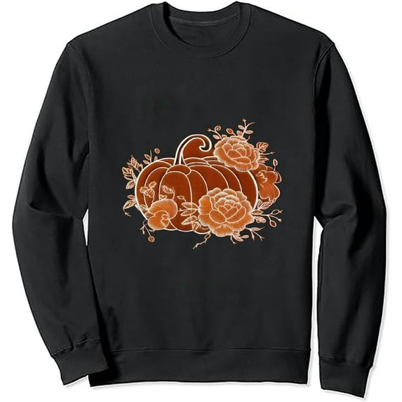 JEUXUS Halloween Pumpkin Shirt Women Flower Pumpkin Graphic Tees Funny Cute Short Sleeve Fall Tee Tops Thanksgiving Gift Shirts Long Sleeve Shirt