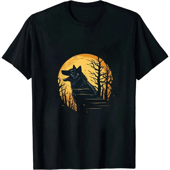 JEUXUS Halloween Wolf Pack Moon Howling Wolf T-Shirt