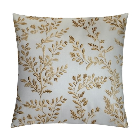 RUIYC Square Decorative Accent Throw Pillow Cover - for Master Bedroom, , Anniversary, Farmhouse, Couch, Sofa - Leaves-Ivory,