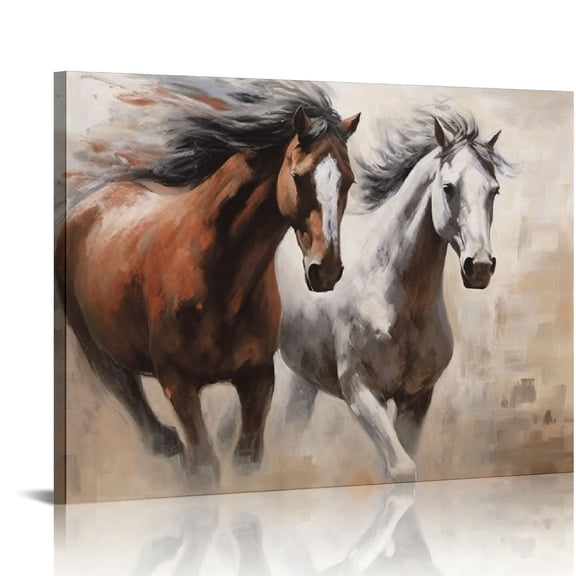 JEUXUS Hand Painted Oil Painting On Canvas,Abstract Animal Horses Pattern Art Abstract Printed Oil Painting Hand Painting On Canvas Pictures Artwork Art Wall Decoration For Living Room 20x16in