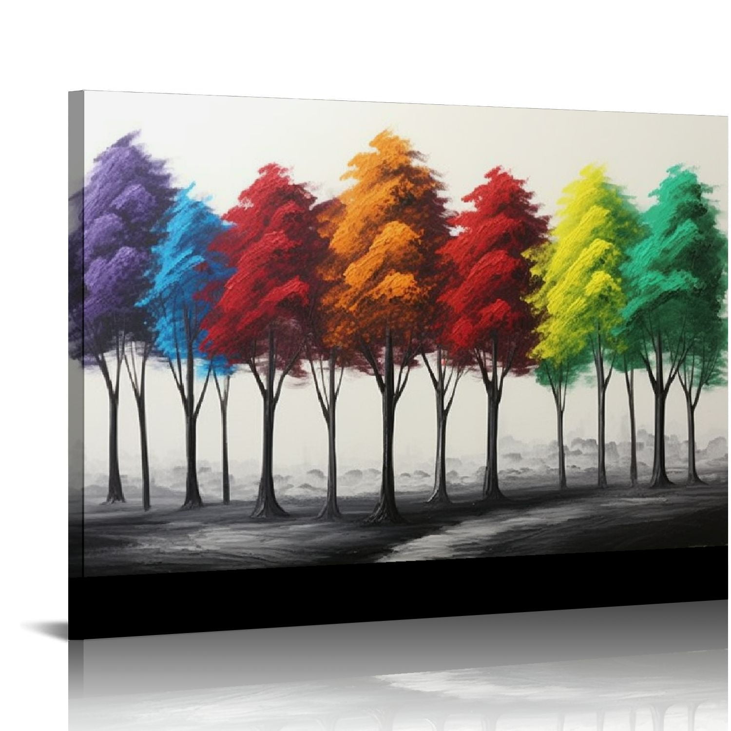 JEUXUS Handmade Colorful Tree Oil Painting on Canvas Modern Abstract ...
