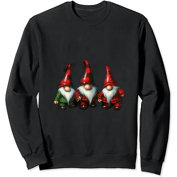 JEUXUS Hanging With My Gnomies Funny Red Plaid Christmas Gnome T-Shirt Long-sleeved T-shirt Funny Shirt