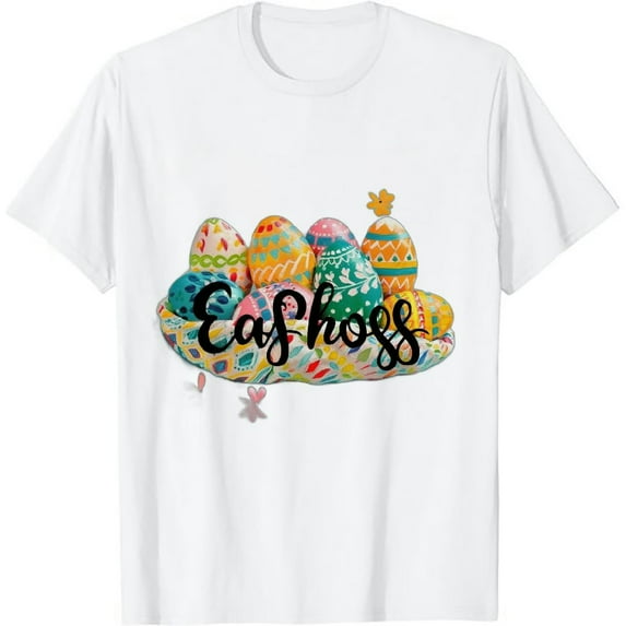 JEUXUS Happy Easter Shirts for Women Easter Bunny T-Shirt Rabbit Graphic Tees Easter Egg Holiday Shirt Tops