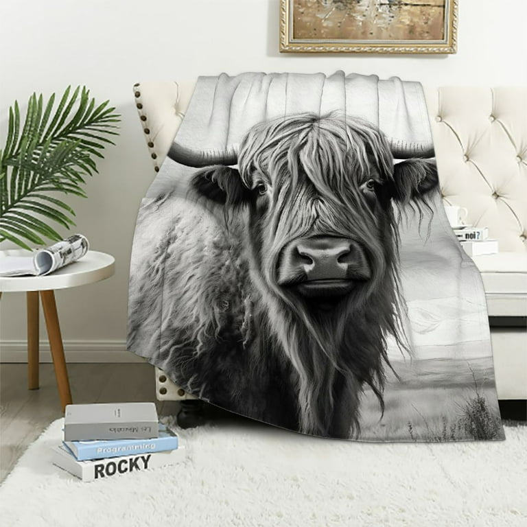 JEUXUS Highland Cow Blanket, Portrait of Scotland Scottish
