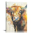 thumbnail image 1 of JEUXUS  Highland Cow Wall Art Colorful Abstract Animals Portrait Paintings Vintage Brown Cattle Canvas Prints Watercolor Farmhouse Artwork for Living Room Bedroom Bathroom Kitchen Home, 1 of 5