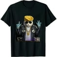 thumbnail image 1 of JEUXUS Hip Hop Rapper Cat in Baseball Cap Carrying Music Boombox T-Shirt, 1 of 3