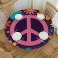thumbnail image 1 of JEUXUS Hippie Peace Daisy Flower Tablecloth Round Table Cover Washable Polyester Table Cloth for Kitchen Party Picnic Dining Decor, 1 of 7