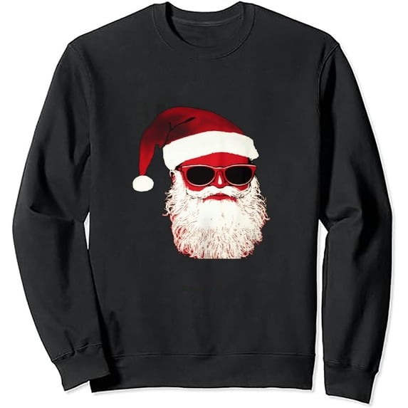JEUXUS Hipster Santa with Sunglasses Christmas Long Sleeve Shirt
