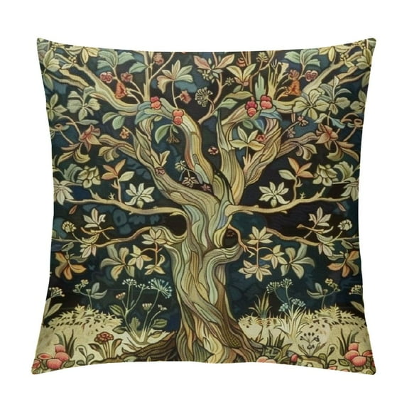 JEUXUS  Home Decoration Throw Pillow Cases Covers William Morris Tree of Life Floral Vintage Art Pillowcases European Two Sides Print